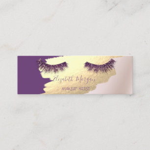 Carte De Visite Mini Trendy, Élégant, Faux Gold Brosse Stroke, Lashes