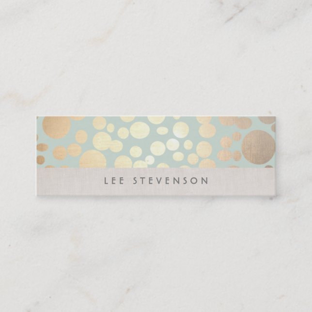 Carte De Visite Mini Trendy Gold Circles Pale Turquoise Lin Look (Devant)