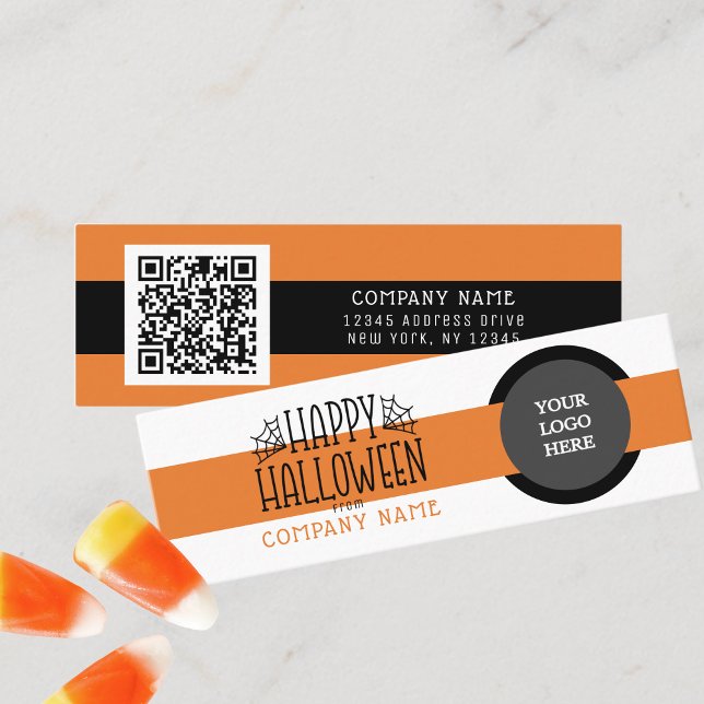 Carte De Visite Mini Trick or Treat Modern Happy Halloween Merci (Mini Modern Halloween Business QR Thank You Cards for Trick or Trunk or Treating. Pack of 100)