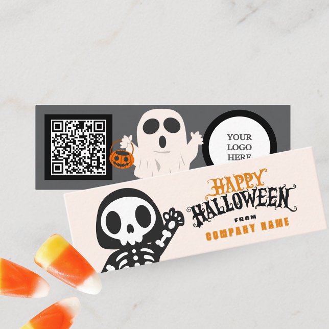 Carte De Visite Mini Trick ou traiter Halloween Ghoost Invités Merci (Ghost Friends Mini Halloween Business QR Thank You Cards for Trick / Trunk or Treating. Pack of 100)
