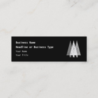 Carte De Visite Mini Trois arbres de fête. Blanc sur le noir