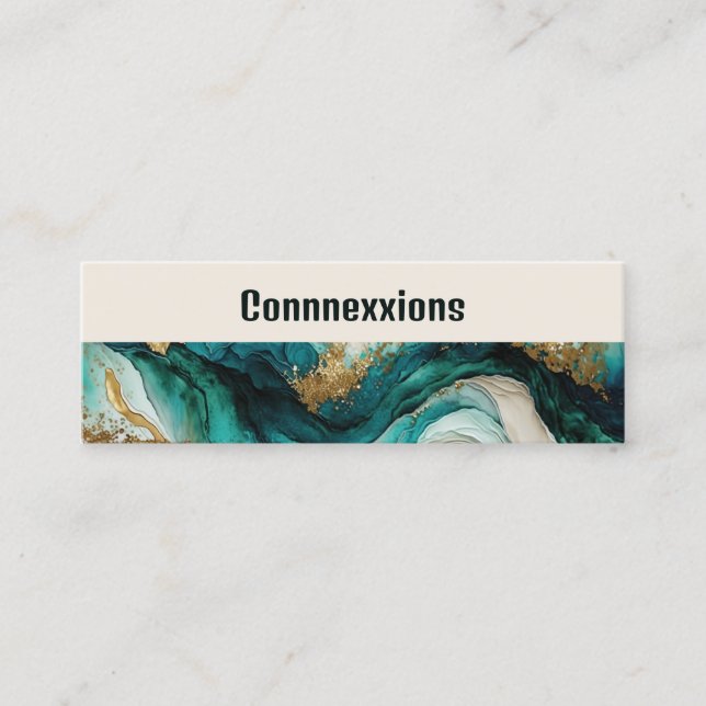 Carte De Visite Mini Turquoise et or moderne Abstrait (Devant)