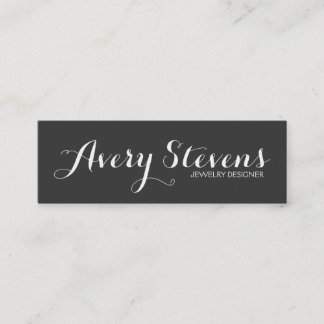 Carte De Visite Mini Typographie de script en gras Simple Black Creativ