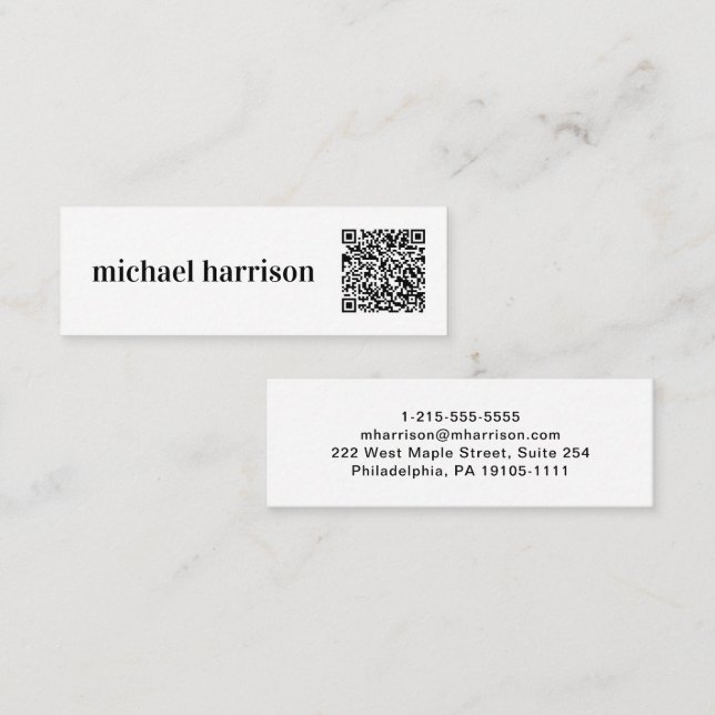 Carte De Visite Mini Typographie moderne minimale professionnelle Code  (Devant / Derrière)