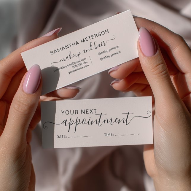 Carte De Visite Mini Typographie moderne rendez-vous tendance rose vif (Modern typography trendy blush pink appointment mini business card)