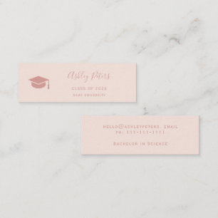 Carte De Visite Mini Typographie simple pastel blush rose graduation