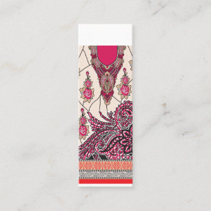 Carte De Visite Mini Un design cachemire décoratif avec rouge vif et ép