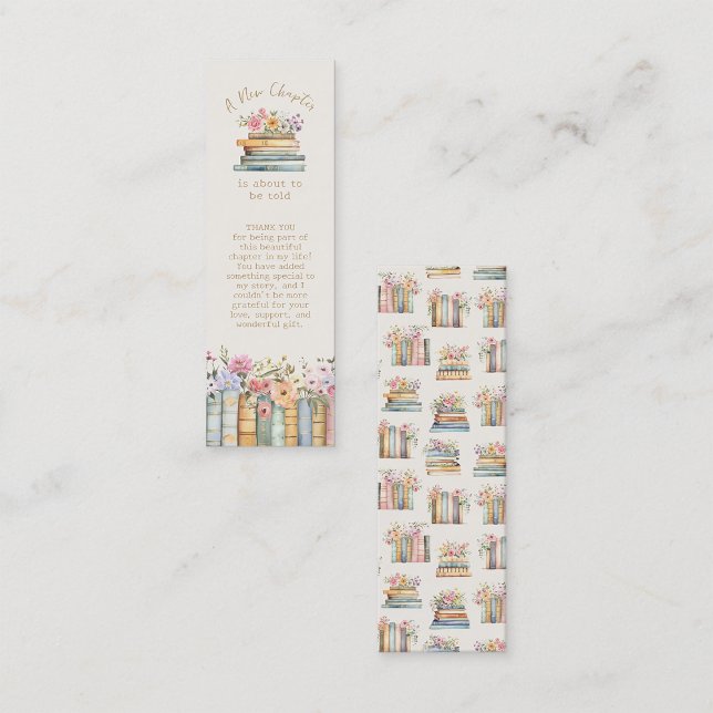 Carte De Visite Mini Un nouveau chapitre Fleur sauvage Livre Signet Fav (A New Chapter Wildflower Book Bookmark Favor Mini Business Card by Painted Paperie
)