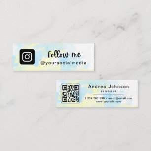 Carte De Visite Mini Unicorn Tie Dye Instagram tendance Suivre QR Code