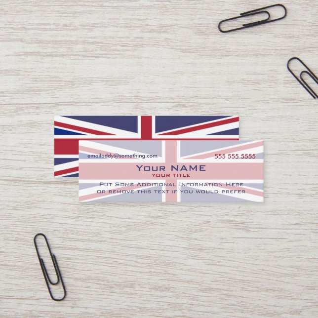 Carte De Visite Mini Union Jack version 4 (Devant/Arrière en situation)