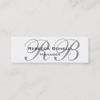 Carte De Visite Mini Unique Unique Monogramme Gris Blanc