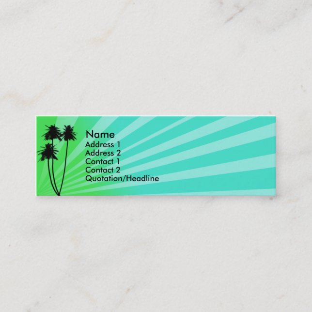 Carte De Visite Mini Vert/carte tropicale profil d'Aqua (Devant)