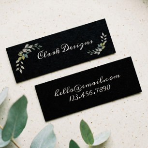 Carte De Visite Mini Vert Sage & verdure Elégant Cadre Feuille