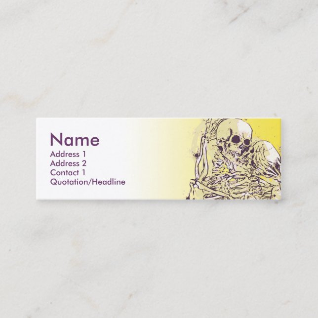 Carte De Visite Mini Vert SQUELETTIQUE d'AMOUR (Devant)