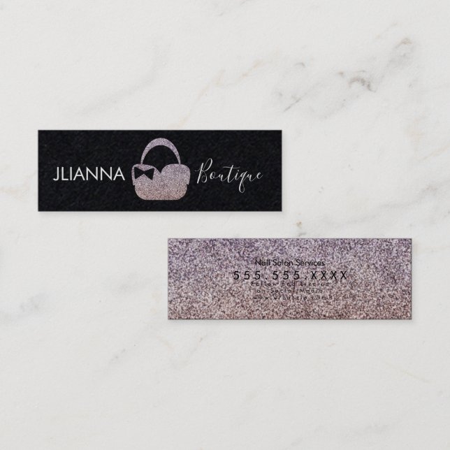 Carte De Visite Mini Vêtements de boutique Faux Glitter Noir (Devant / Derrière)