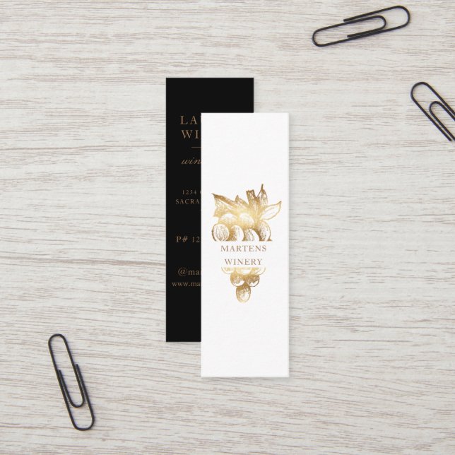 Carte De Visite Mini Vin Gold Elegant Sommelier Vin Maker (Devant/Arrière en situation)