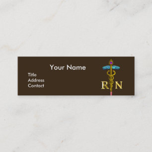 Carte De Visite Mini VINTAGE NURSE et Gold Caduceus