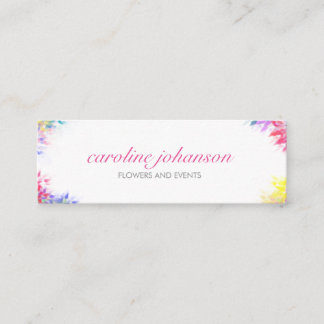 Carte De Visite Mini Violet yellow artistic painting brush flowers card