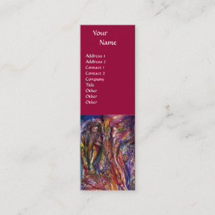 Carte De Visite Mini VIVIEN ET MERLIN Fantaisie Rose Violet Rouge