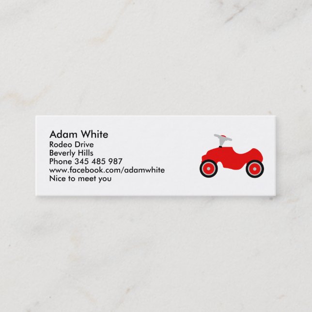 Carte De Visite Mini Voiture de jeu (Devant)