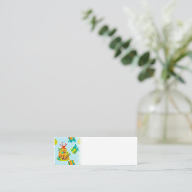 Carte De Visite Mini Volcan Dinosaur Anniversaire Gâteau Dino Oeufs Bal (Debout devant)