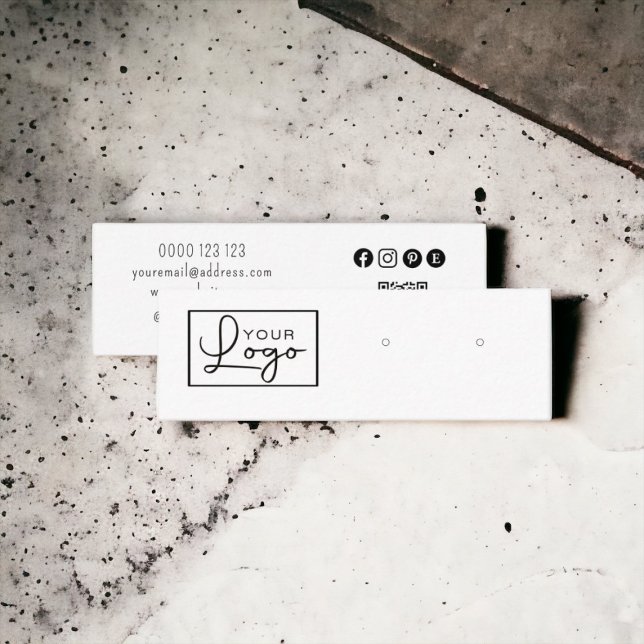 Carte De Visite Mini Votre logo Écran d'oreille Médias sociaux Code QR (Créateur téléchargé)