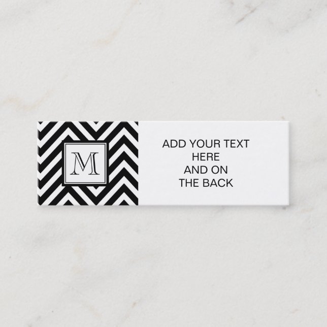 CARTE DE VISITE MINI VOTRE MONOGRAMME, CHEVRON NOIR (Devant)