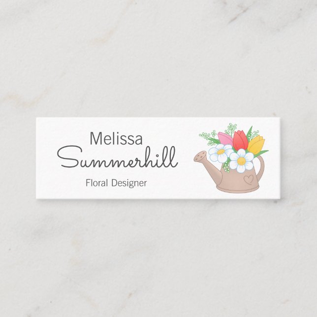 Carte De Visite Mini Waters Can Floral Arangement Designer (Devant)