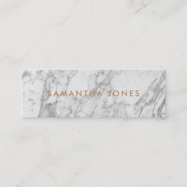 Carte De Visite Mini White Carrara Marble Gold Classic Personalised (Devant)