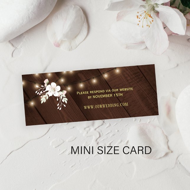 Carte De Visite Mini Winter Rustic Floral Site Mariage RSVP Insérer (Créateur téléchargé)