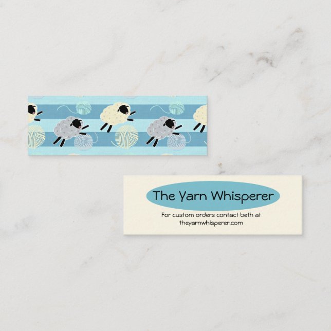 Carte De Visite Mini Wooly Sheep Yarn Crochet Knit (Devant / Derrière)