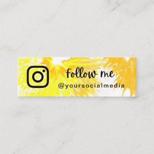 Carte De Visite Mini Yellow Tie Dye Suivre Instagram Social QR Code