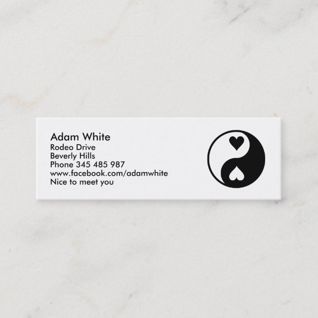 Carte De Visite Mini Yin Yang (Devant)