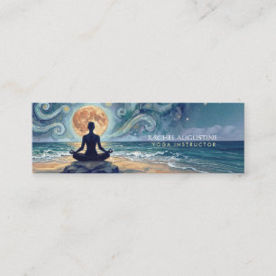 Carte De Visite Mini Yoga Méditation Ciel Nocturne Étoilé Lune Plage Oc