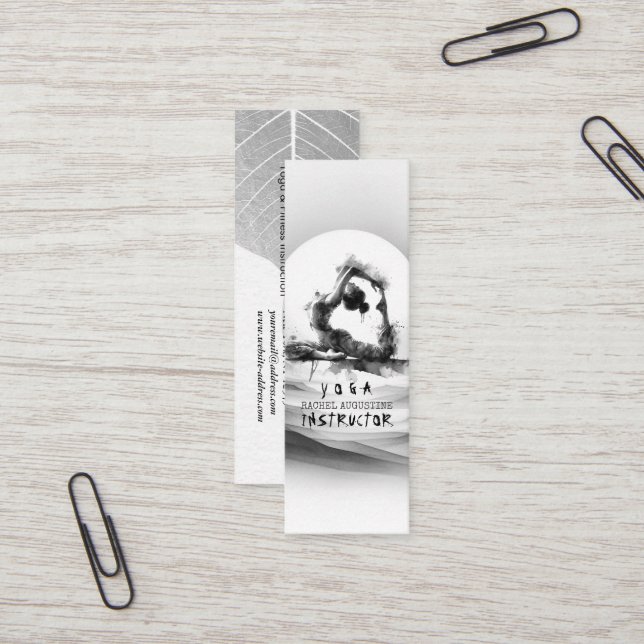 Carte De Visite Mini Yoga Reiki à une jambe King Pigeon Pose Aquarelle (Devant/Arrière en situation)