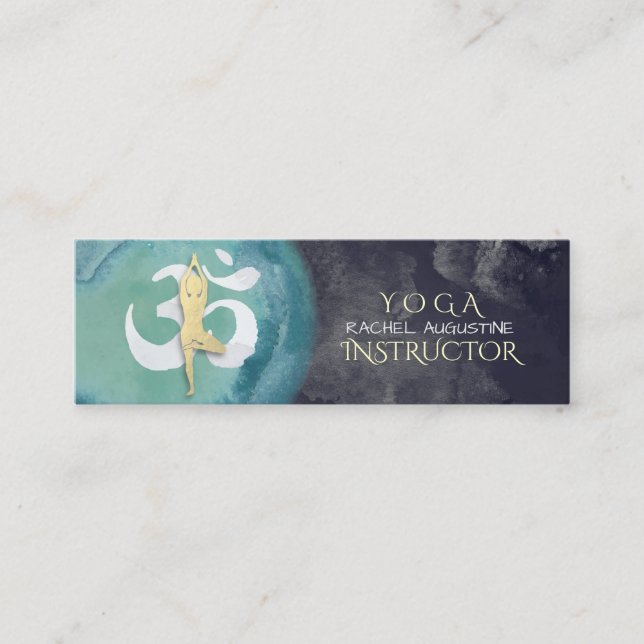 Carte De Visite Mini Yoga Studio Instructor Méditation Pose OM Symbole (Devant)
