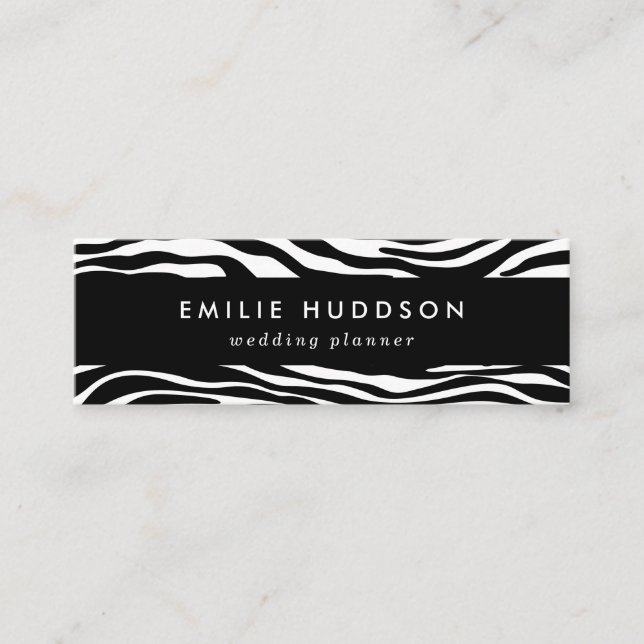 Carte De Visite Mini Zebra Print, Zebra Stripes, Noir Et Blanc (Devant)