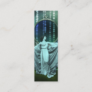 Carte De Visite Mini Zohara : Femme d'art déco dans l'Aqua et le vert