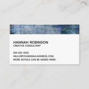 Carte De Visite Minimal avec texture rustique grunge bleue et viol