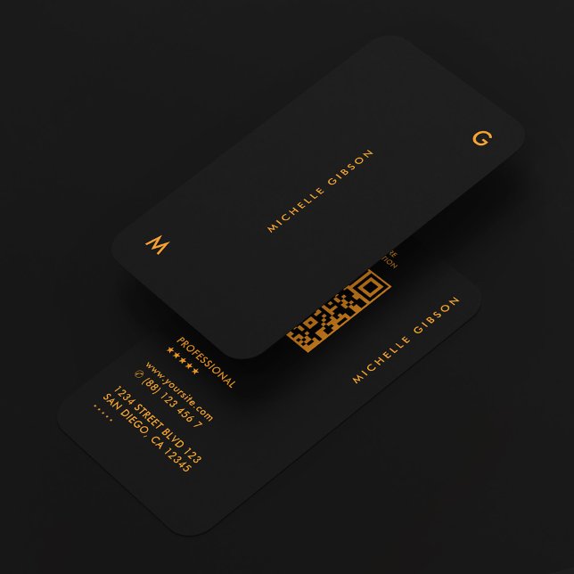Carte De Visite Minimal Black Orange Contractor Construction (Minimal Black Orange Contractor Construction Business Card
)