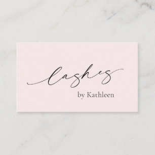 Carte De Visite Minimal Blush Rose QR Code Élégant Lashes Moderne