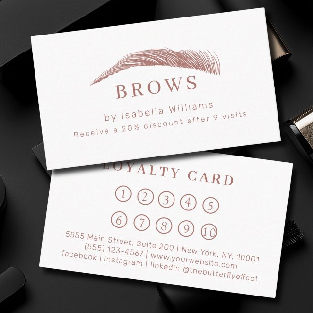 Carte De Visite Minimal Elegant Eyebrow Salon Loyalty (Minimal Elegant Eyebrow Salon Salon Loyalty Business Card)
