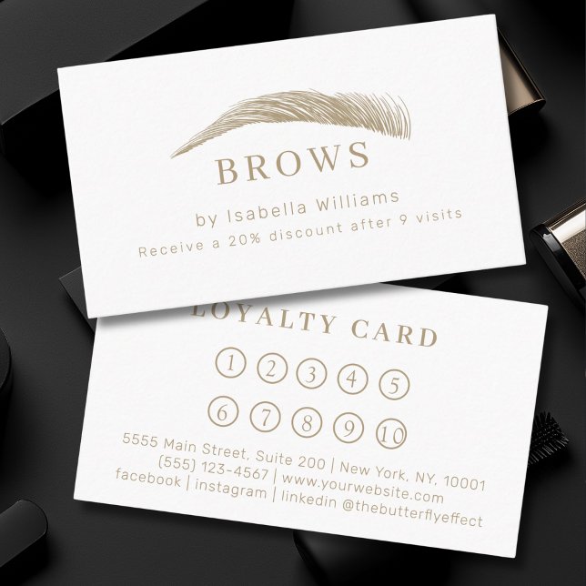 Carte De Visite Minimal Elegant Eyebrow Salon Loyalty (Minimal Elegant Eyebrow Salon Salon Loyalty Business Card)