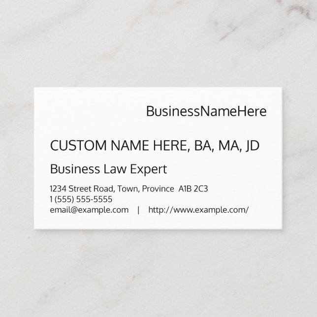 Carte de visite minimal et de base (Devant)