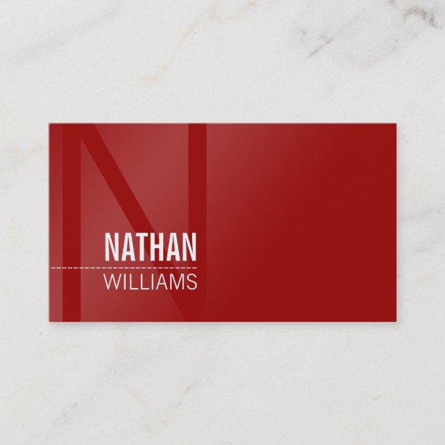 Carte De Visite MINIMAL initial simple moderne cool noir riche rou (Devant)