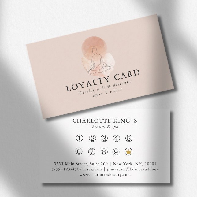 Carte De Visite Minimal Line Art Woman Meditation Salon Loyalty (Minimal Line Art Woman Meditation Salon Loyalty Business Card)