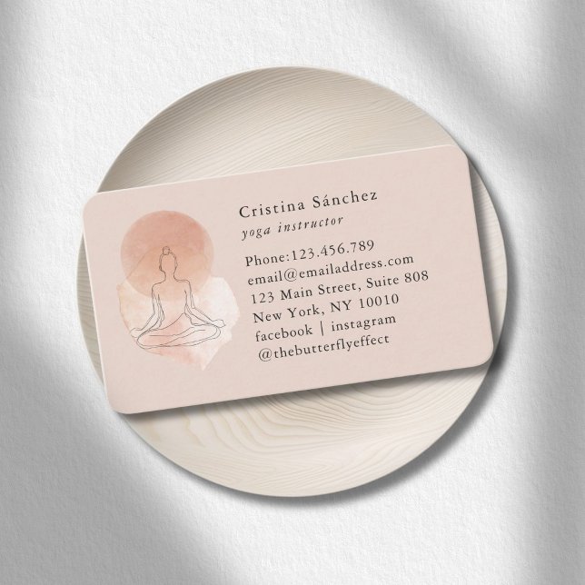 Carte De Visite Minimal Line Art Woman Yoga Meditation  (Minimal Line Art Woman Yoga Meditation Business Card)