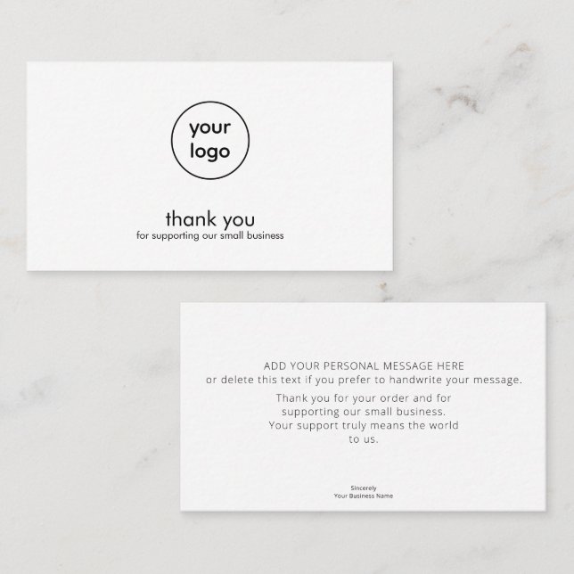 Carte De Visite Minimal Logo Thank You Card Small Business (Devant / Derrière)
