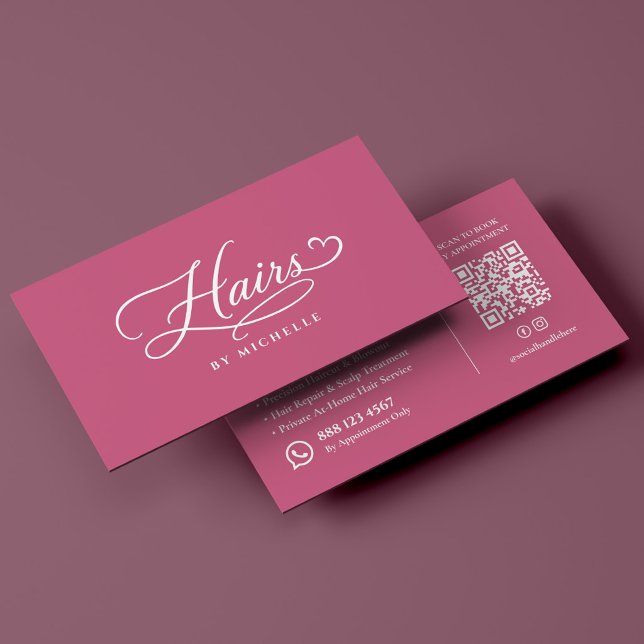Carte De Visite Minimal Luxe Coiffeur Cheveux Roses (Minimal Luxury Pink Hair Stylist Business Card
)