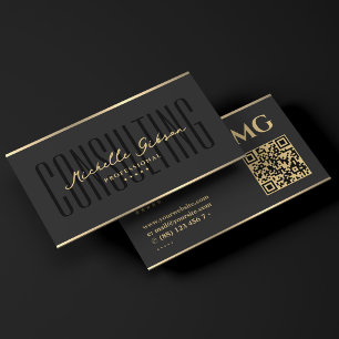 Carte De Visite Minimal Luxe Consulting Professionnel Noir 